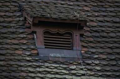 a window in a brick building